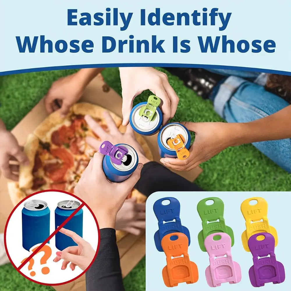 Colorful Reusable Can Opener & Dustproof Drink Protector – 1/6/12 Pcs, Easy & Practical for Camping & Beer