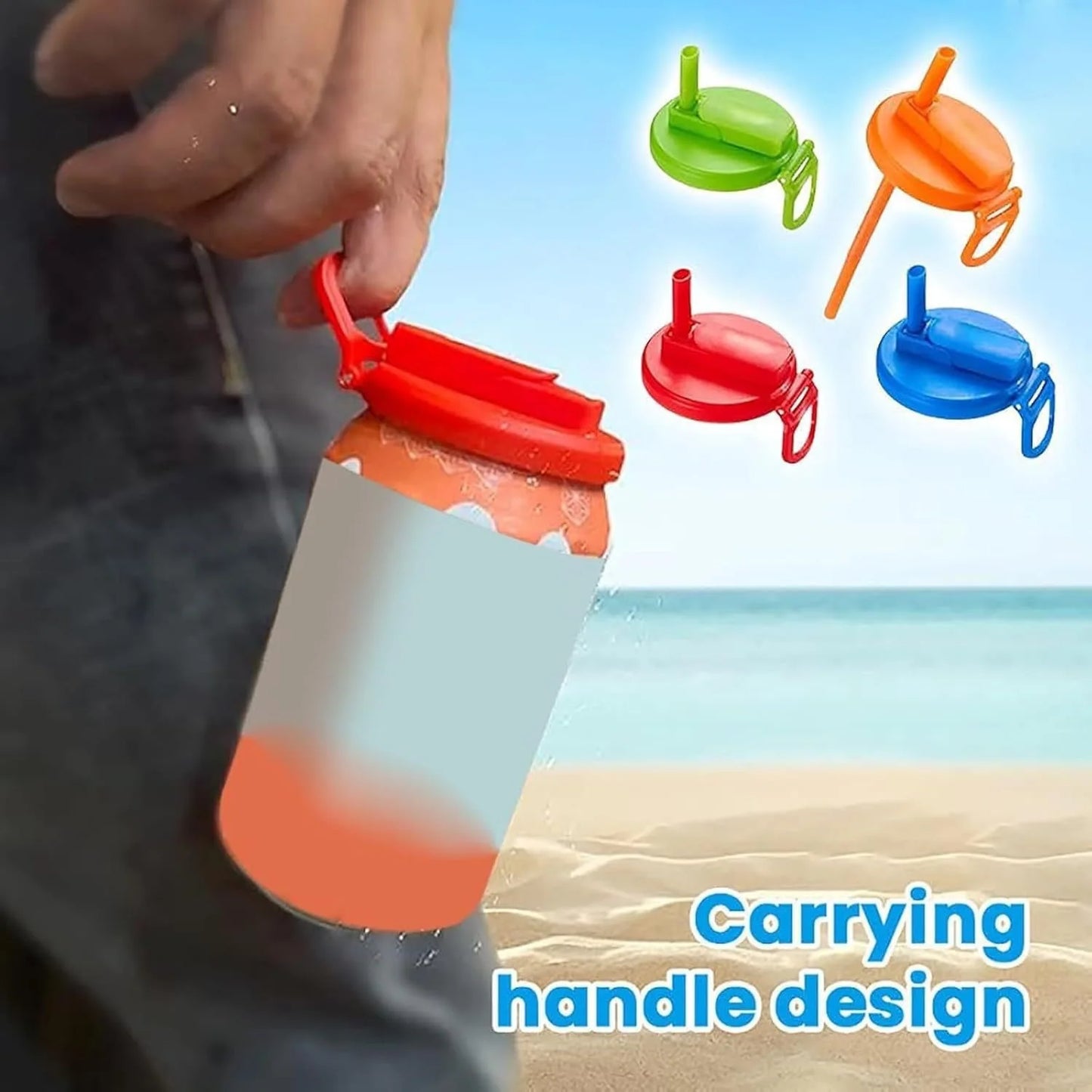 2025 Reusable Soda Can Lid with Silicone Straw Portable Leakproof Cover for Beer, Juice & Beverages (1pc with 2 Straws)