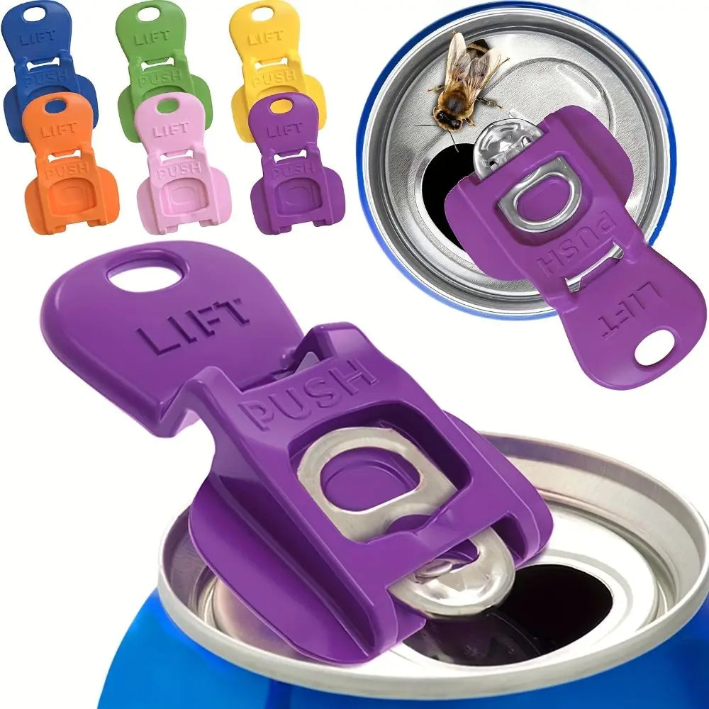 Colorful Reusable Can Opener & Dustproof Drink Protector – 1/6/12 Pcs, Easy & Practical for Camping & Beer