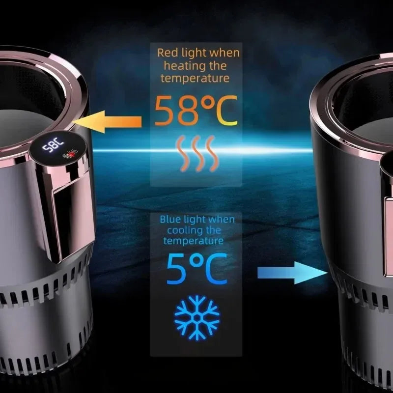 2-in-1 Car Cup Holder Cooler & Warmer 12V Smart Temperature Control Mug for Travel, Office & Home