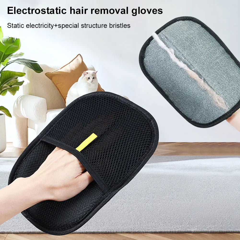 Pet Grooming Deshedding Gloves – Hair Remover Glove for Dogs, Cats & Rabbits with Long, Short & Curly Hair