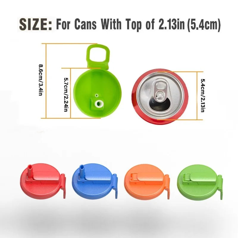 2025 Reusable Soda Can Lid with Silicone Straw Portable Leakproof Cover for Beer, Juice & Beverages (1pc with 2 Straws)