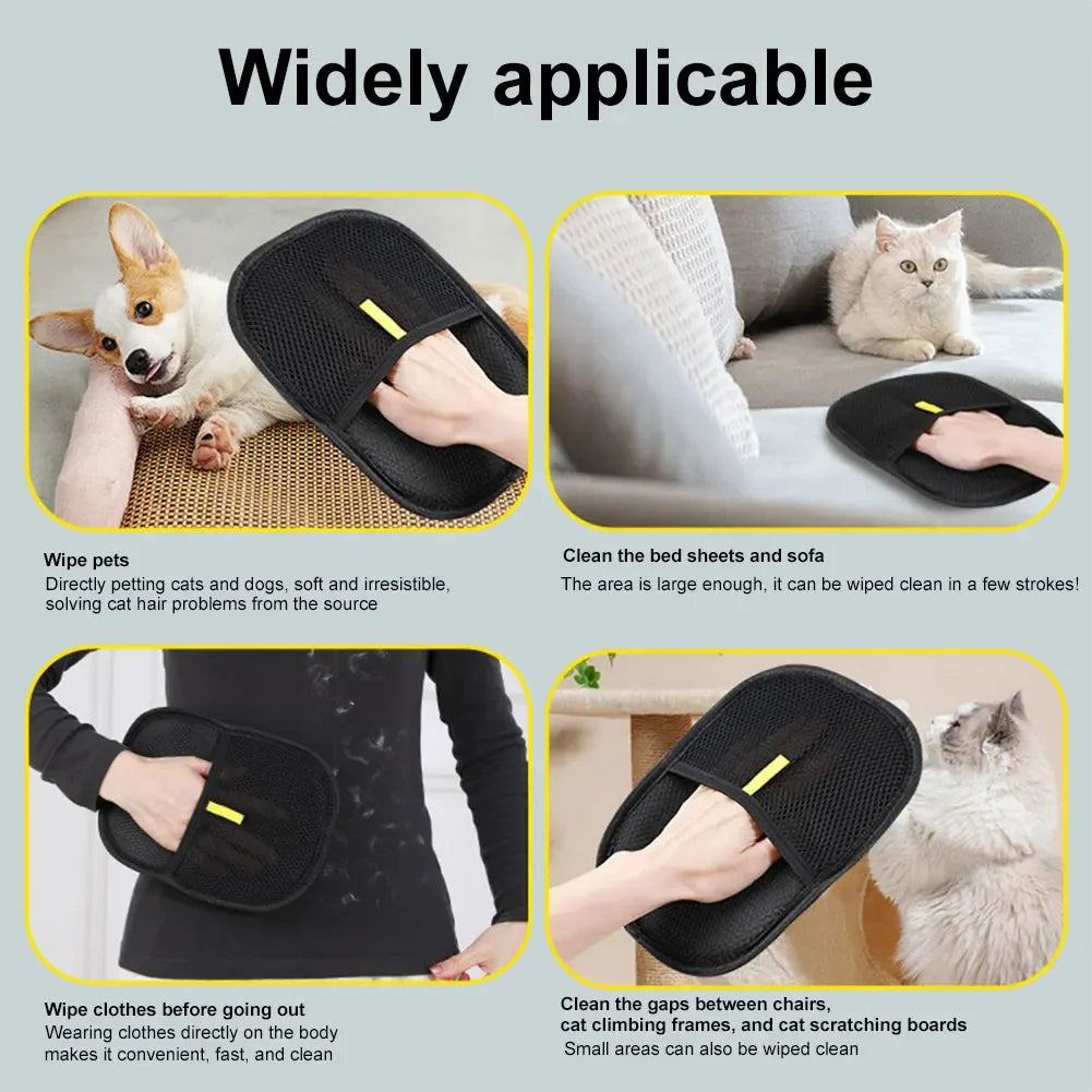 Pet Grooming Deshedding Gloves – Hair Remover Glove for Dogs, Cats & Rabbits with Long, Short & Curly Hair