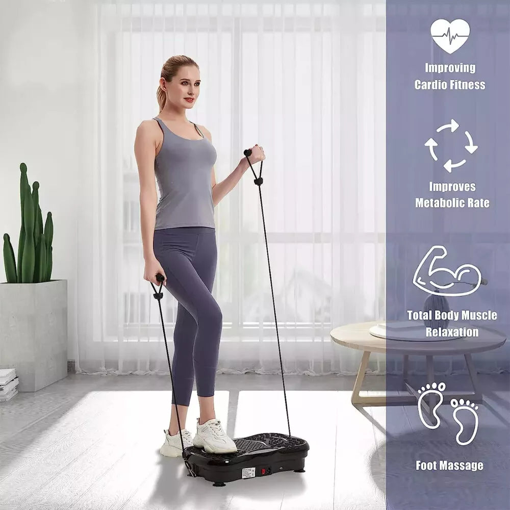 Vibration Plate Exercise Machine with 99 Speed Levels, Bluetooth Speaker & Resistance Bands