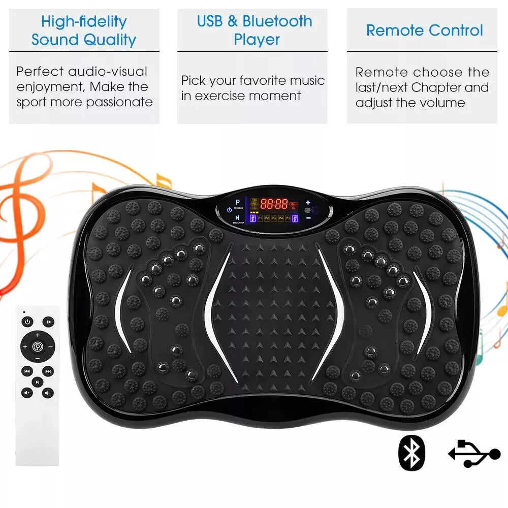 Vibration Plate Exercise Machine with 99 Speed Levels, Bluetooth Speaker & Resistance Bands