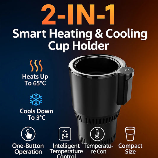 2-in-1 Car Cup Holder Cooler & Warmer 12V Smart Temperature Control Mug for Travel, Office & Home
