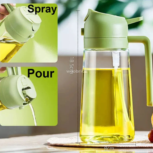 2-in-1 Olive Oil Spray Bottle – Comfortable Handle Sprayer for BBQ, Air Fryer, Oven & Camping