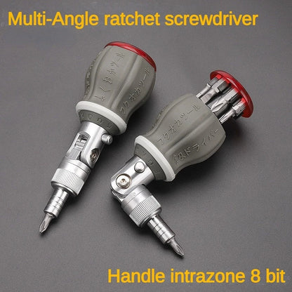 Multifunctional 8-in-1 Ratchet Screwdriver – 180° Adjustable Angle Mini Maintenance Tool Set
