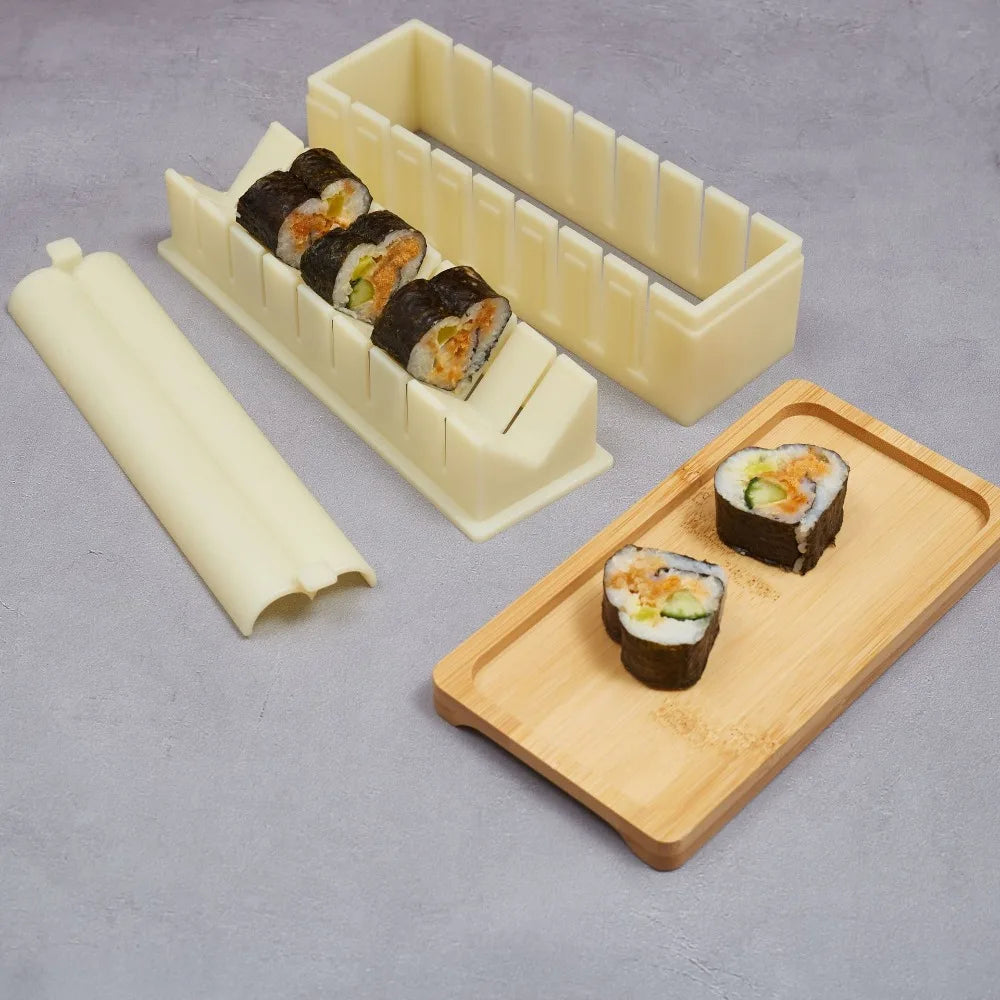 Sushi Maker Kit – Plastic Molds for Kimbap & Sushi Rolls (Round, Square, Heart & Cake Roll Shapes)