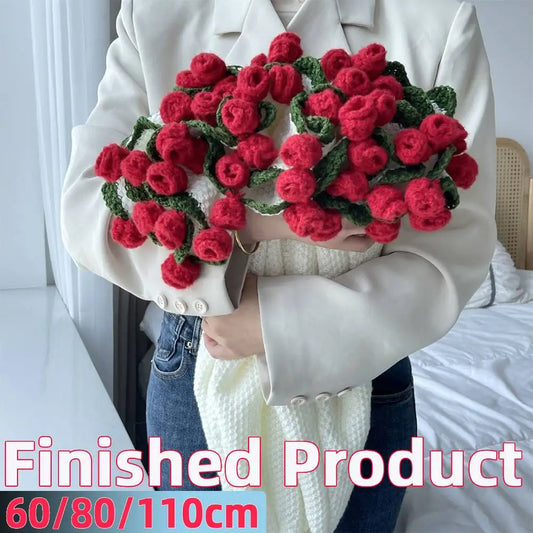 Crocheted Rose Bouquet Blanket  Hand-Knitted Flower Throw for Sofa