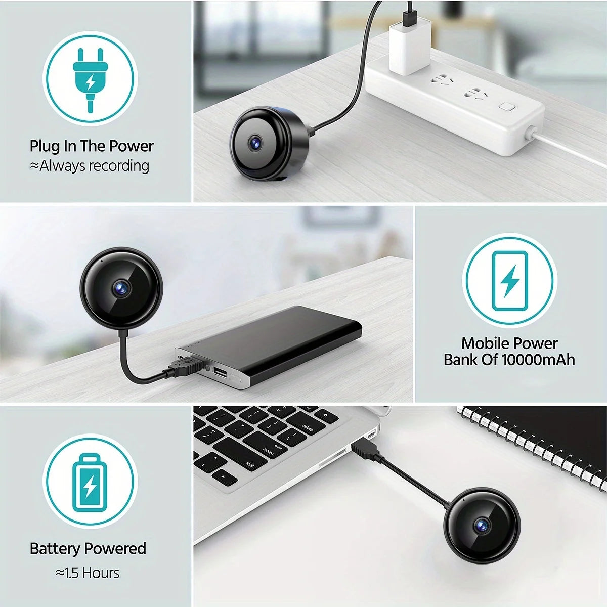 2K/3MP Mini Wireless FHD Surveillance Camera with Night Vision, Motion Detection, and Remote Monitoring