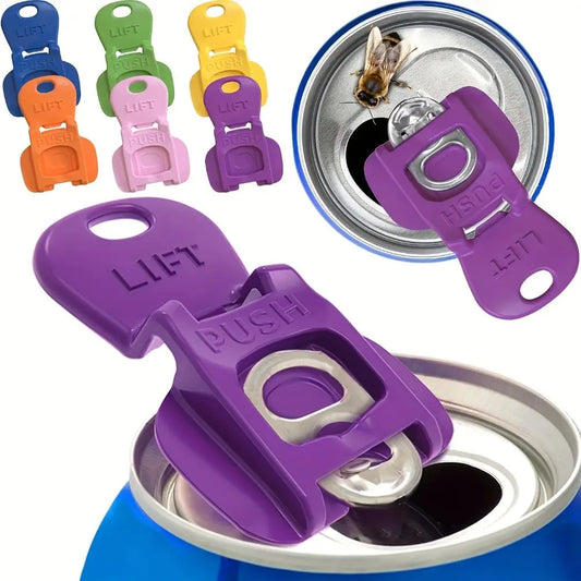 Colorful Reusable Can Opener & Dustproof Drink Protector – 1/6/12 Pcs, Easy & Practical for Camping & Beer