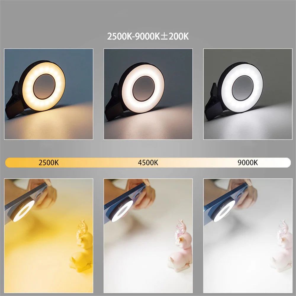 Magnetic Clip-on Smartphone Selfie Light LED Ring Fill Light for MagSafe iPhone 12/13/14 Series & Android, Rechargeable