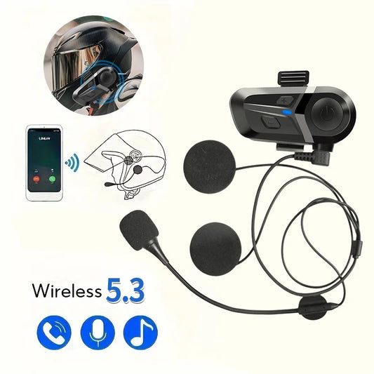 Motorcycle Bluetooth 5.3 Helmet Headset – Wireless Handsfree Earphones with Stereo Sound for Riders