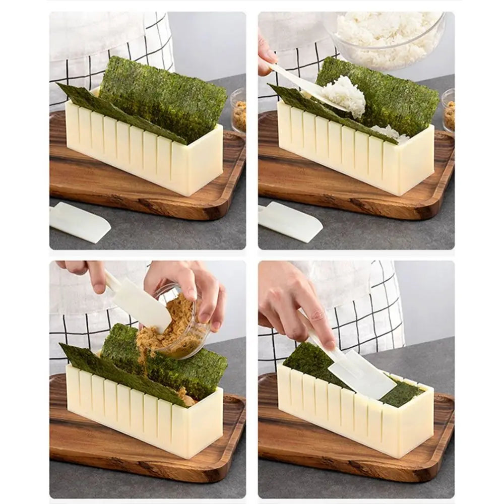 Sushi Maker Kit – Plastic Molds for Kimbap & Sushi Rolls (Round, Square, Heart & Cake Roll Shapes)