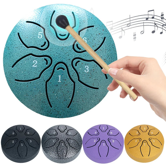 Steel Tongue Drum 3 Inch 6 Notes Portable Hand Pan for Yoga & Meditation
