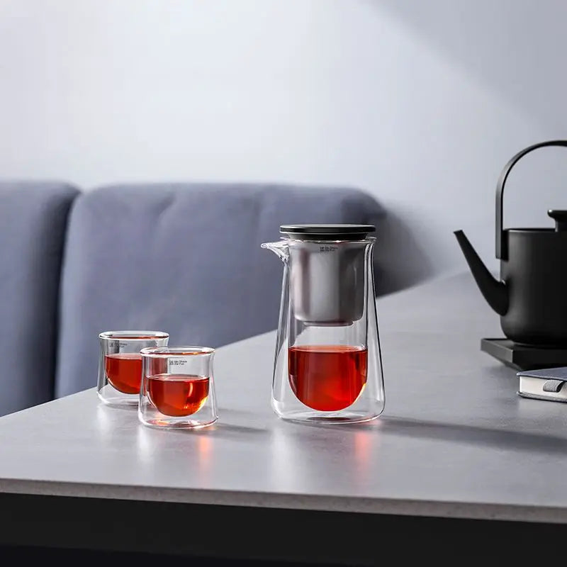 High-End Glass Teapot – One-Button Filtration, Heat-Resistant Tea Brewer with Magnetic Cup