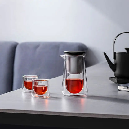High-End Glass Teapot – One-Button Filtration, Heat-Resistant Tea Brewer with Magnetic Cup