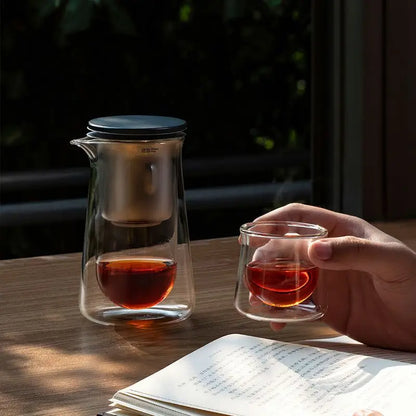 High-End Glass Teapot – One-Button Filtration, Heat-Resistant Tea Brewer with Magnetic Cup