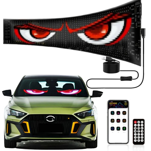 Flexible LED Car Windshield Display – Evil Eyes Pixel Matrix Screen for Cars
