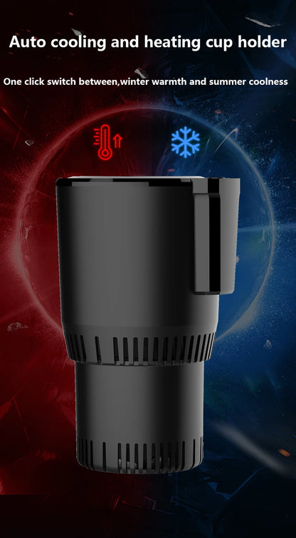 2-in-1 Smart Car Cup Warmer & Cooler 12V-24V Touch Screen Temp Display for Travel & Summer
