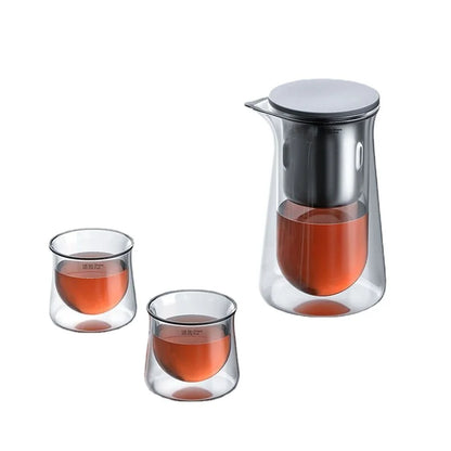 High-End Glass Teapot – One-Button Filtration, Heat-Resistant Tea Brewer with Magnetic Cup
