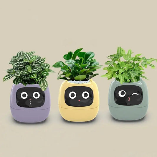Smart Plant Pot Planter Cute Plant Companion with Growing System & Robot Vase for Easy Fun Gardening