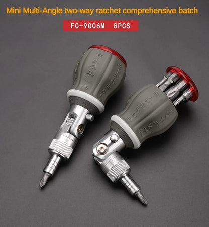 Multifunctional 8-in-1 Ratchet Screwdriver – 180° Adjustable Angle Mini Maintenance Tool Set