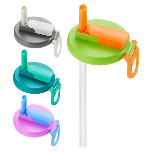4-Pack Silicone Can Covers with Straws Leakproof Reusable Soda Can Lids for Kids & Beverage Drinks
