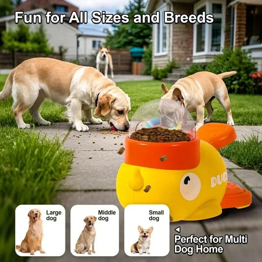 Dog Puzzle Feeder Interactive Cartoon Duck Pet Food & Treat Dispenser with Anti-Slip Design for Dog Training