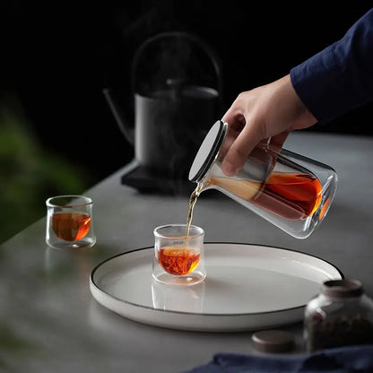 High-End Glass Teapot – One-Button Filtration, Heat-Resistant Tea Brewer with Magnetic Cup