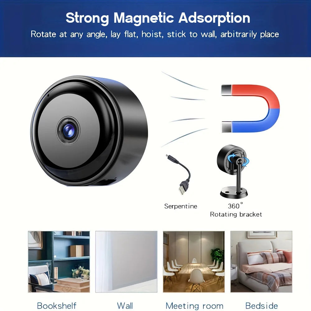 2K/3MP Mini Wireless FHD Surveillance Camera with Night Vision, Motion Detection, and Remote Monitoring