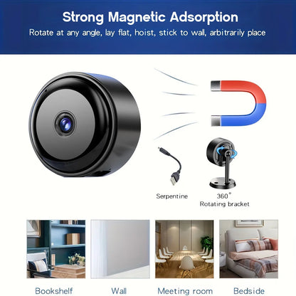 2K/3MP Mini Wireless FHD Surveillance Camera with Night Vision, Motion Detection, and Remote Monitoring