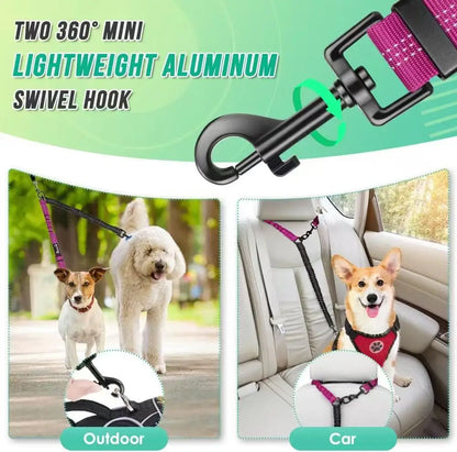 Two Dog Lead, Double Dog Leash Attachment, Adjustable Shock Absorbing Bungee Coupler for Walking Two Dogs, Reflective No Tangle Leash