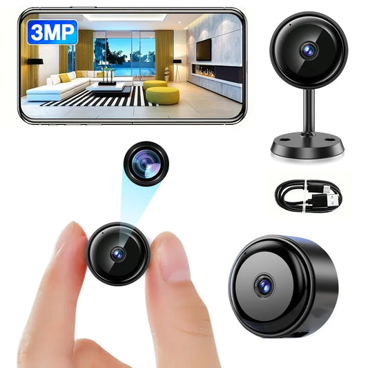 2K/3MP Mini Wireless FHD Surveillance Camera with Night Vision, Motion Detection, and Remote Monitoring