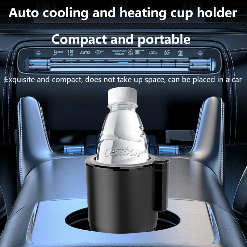 2-in-1 Smart Car Cup Warmer & Cooler 12V-24V Touch Screen Temp Display for Travel & Summer