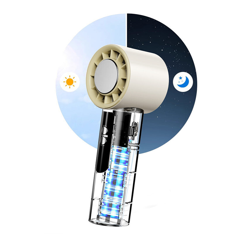 USB Rechargeable Folding Fan with 5 Speed Levels and Digital Display