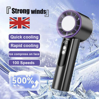 USB Rechargeable Folding Fan with 5 Speed Levels and Digital Display
