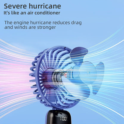 USB Rechargeable Folding Fan with 5 Speed Levels and Digital Display