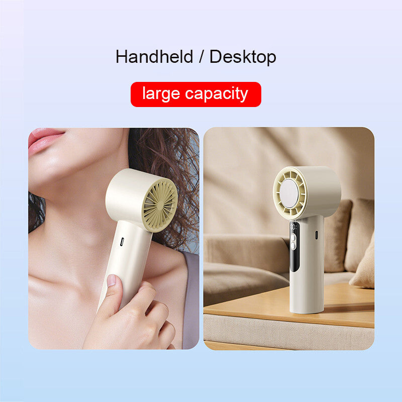 USB Rechargeable Folding Fan with 5 Speed Levels and Digital Display