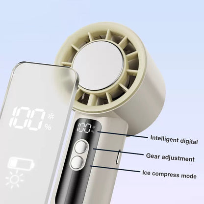 USB Rechargeable Folding Fan with 5 Speed Levels and Digital Display