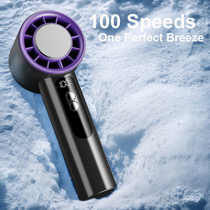 USB Rechargeable Folding Fan with 5 Speed Levels and Digital Display
