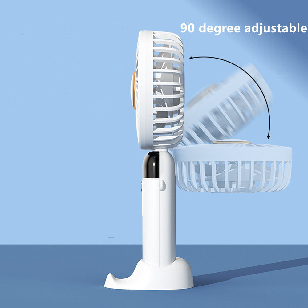 USB Rechargeable Folding Fan with 5 Speed Levels and Digital Display