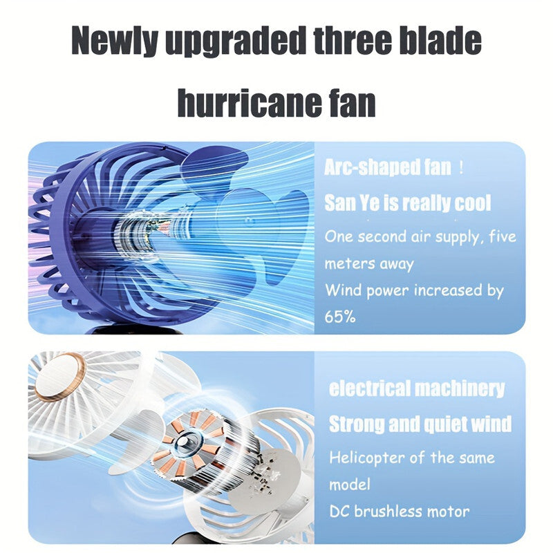USB Rechargeable Folding Fan with 5 Speed Levels and Digital Display