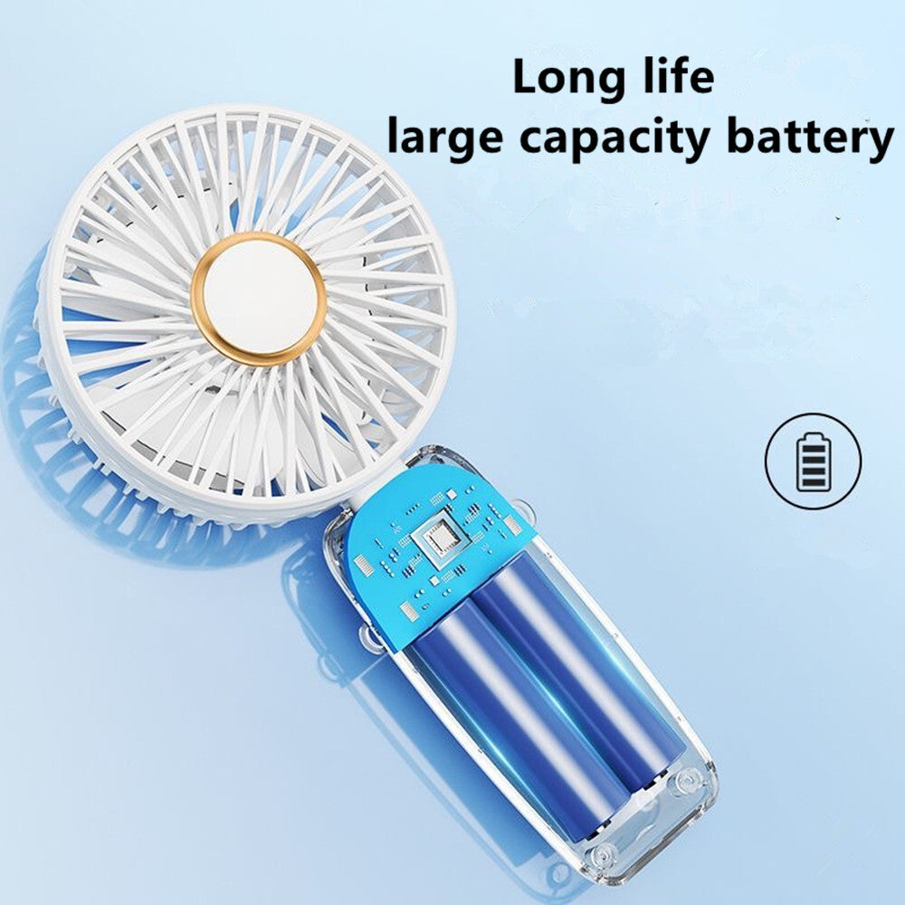 USB Rechargeable Folding Fan with 5 Speed Levels and Digital Display