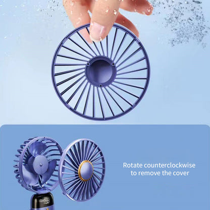 USB Rechargeable Folding Fan with 5 Speed Levels and Digital Display