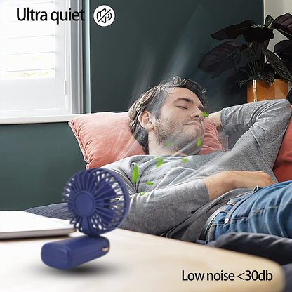USB Rechargeable Folding Fan with 5 Speed Levels and Digital Display