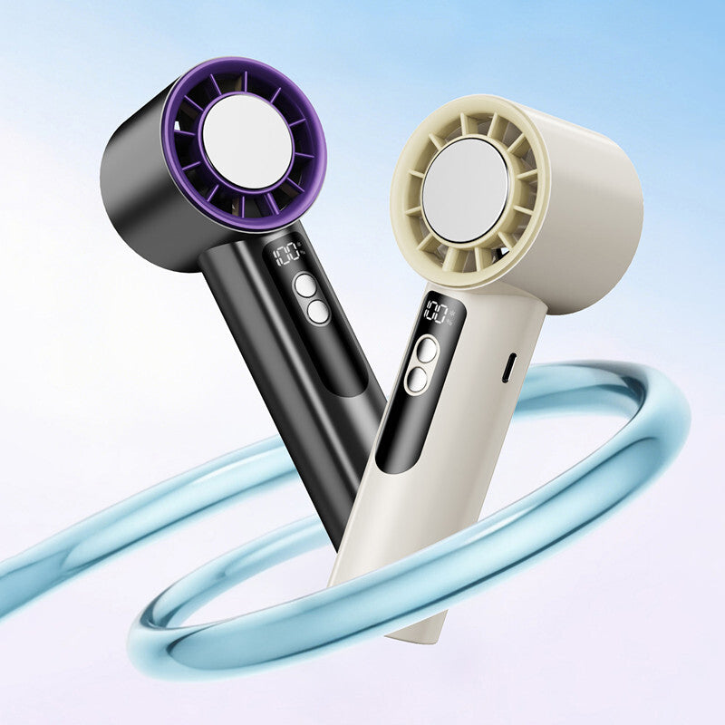 USB Rechargeable Folding Fan with 5 Speed Levels and Digital Display