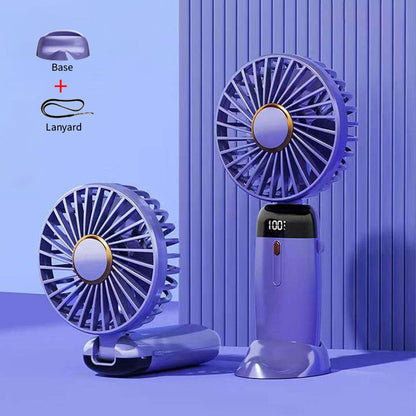 USB Rechargeable Folding Fan with 5 Speed Levels and Digital Display