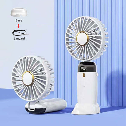 USB Rechargeable Folding Fan with 5 Speed Levels and Digital Display